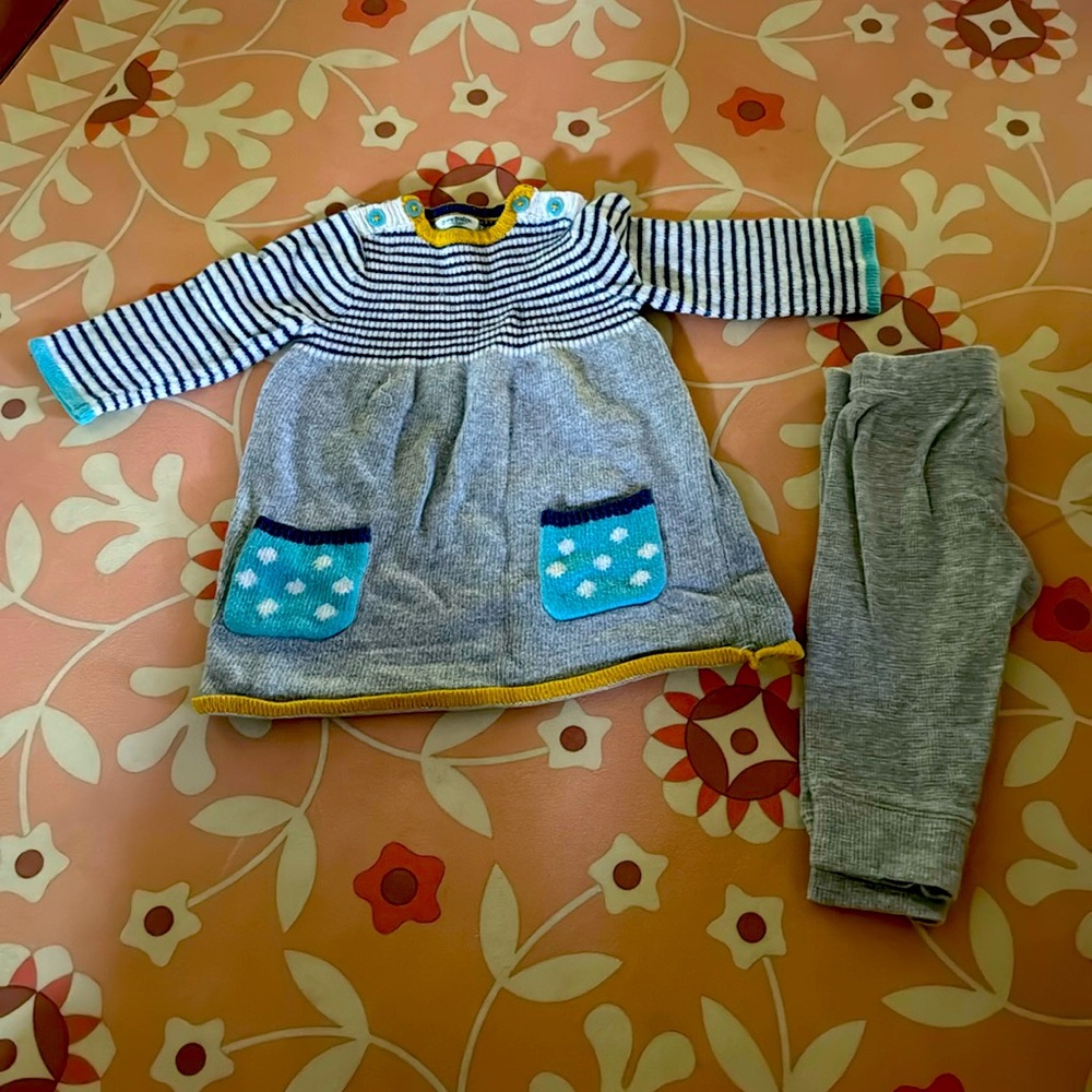 Baby Boden sweater dress, size 6-12 mths (plus coordinating Carter’s pants)